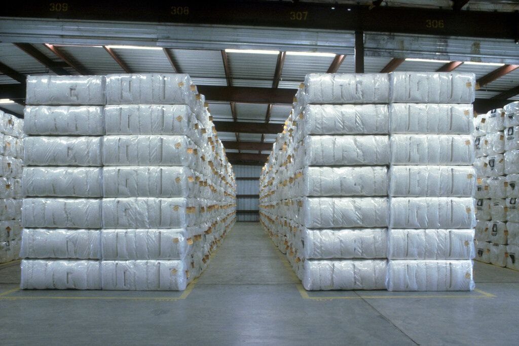 Warehouse of cotton bales